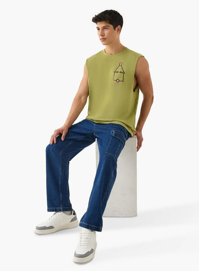 SP Characters Squid Game Print Sleeveless Vest with Crew Neck